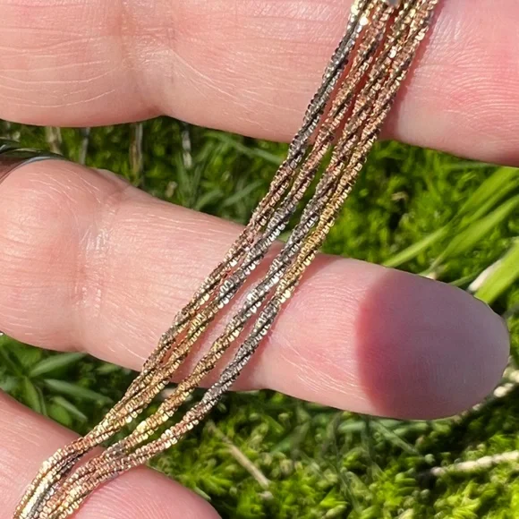 VINTAGE RUSSIAN 14K TRICOLOR GOLD TWISTED SNAKE CHAIN UNIQUE RARE FIND STAMPED